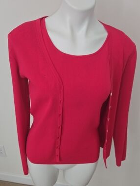 Harolds PINK, Button-Front Knit Cardigan Set